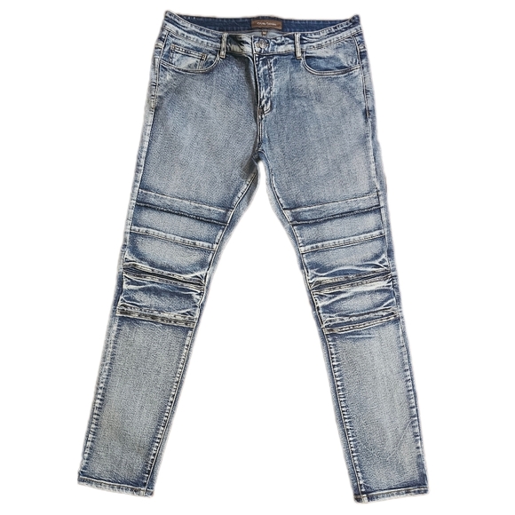 Crysp Denim Distressed ridged blue jeans, size 38x32 - Picture 1 of 6